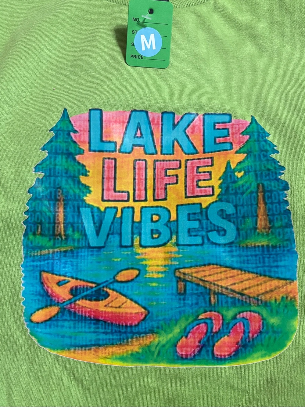 NEW Lake Life Vibes Graphic Tee - Lime Green - Medium